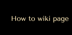 How to wiki page