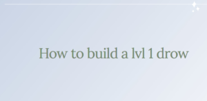 How to build a lvl 1 drow